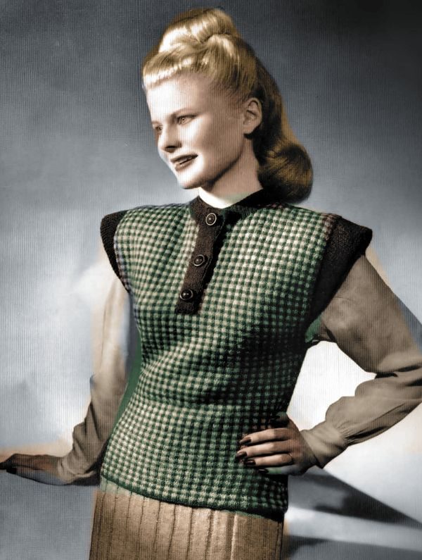 The Sweetheart Gingham Top, an original 1940s knitting pattern